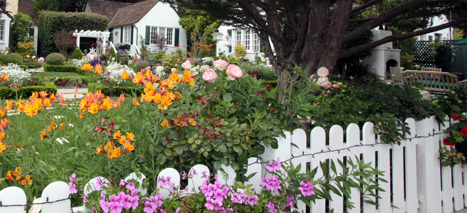carmel vacation cottages with lush gardens